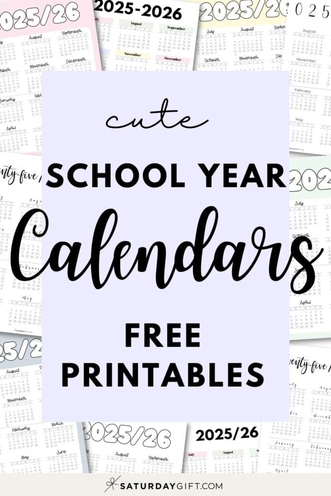 Cute & Free Academic Year 25-26 Calendar Templates - Free printables | SaturdayGift