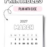 Cute & Free March 2027 Printables - Plan With Ease | SaturdayGift