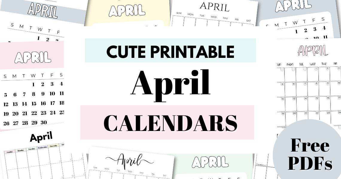 Cute Free Printable April Calendars by SaturdayGift