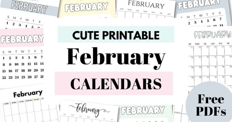 Cute Free Printable February Calendars by SaturdayGift