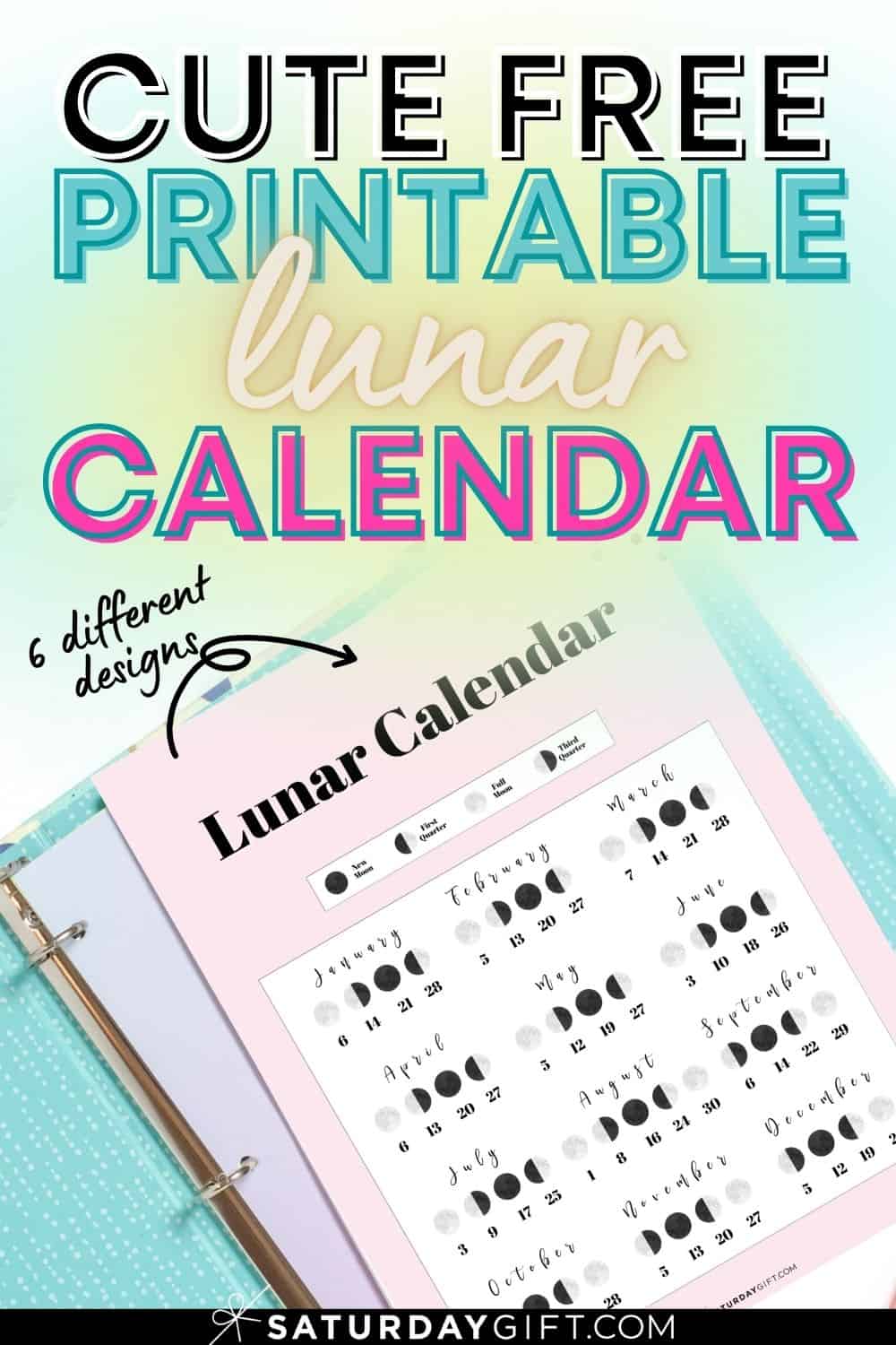 Moon Phase Calendar - Cute & Free Printable 2024 Lunar Calendar