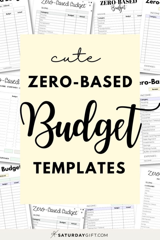 Cute & Free Zero-Based Budget Planner Templates | SaturdayGift