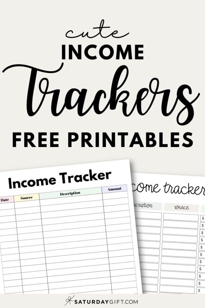 Cute Income Trackers - Free Printables | SaturdayGift