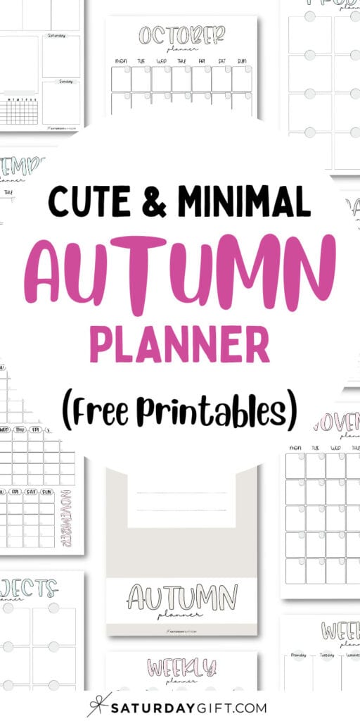 Cute & Minimal Autumn Planner - Free Printables | SaturdayGift