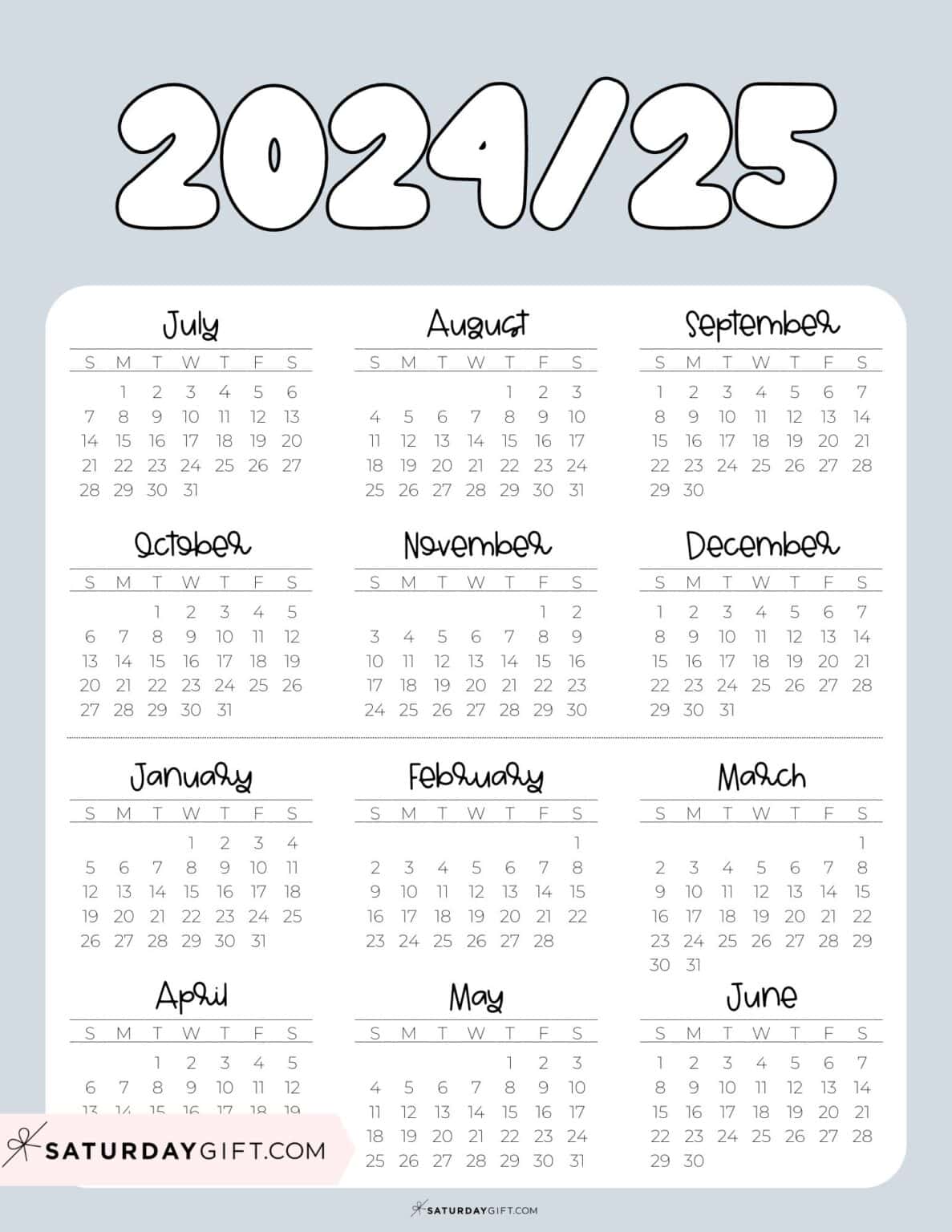 School Calendar Template - 17 Cute Printable Academic Calendars 2024/25