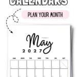 Cute Printable May 2027 Calendars - Plan Your Month | SaturdayGift