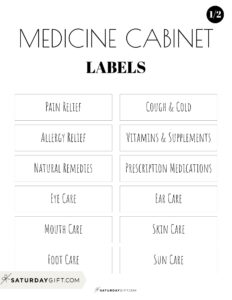 26 Free Printable Medicine Cabinet Labels - Simple, Elegant & Practical