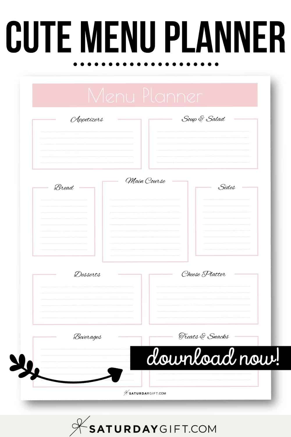 Pretty & Practical Party Menu Planner {Free Printable} SaturdayGift