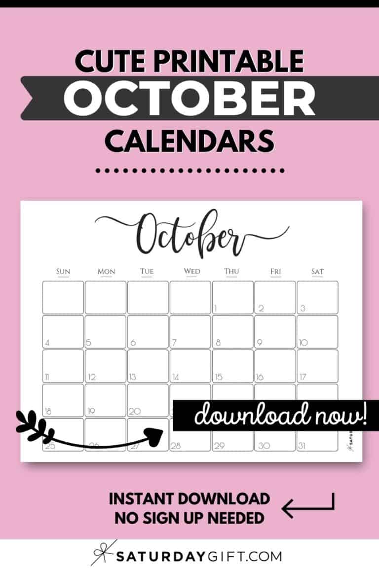 Cute (& Free!) Printable October 2020 Calendar | SaturdayGift