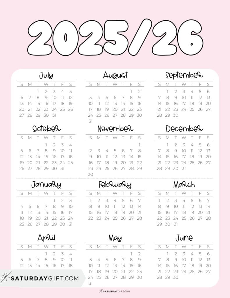 School Year Calendar printables - 17 Academic Calendars 2025