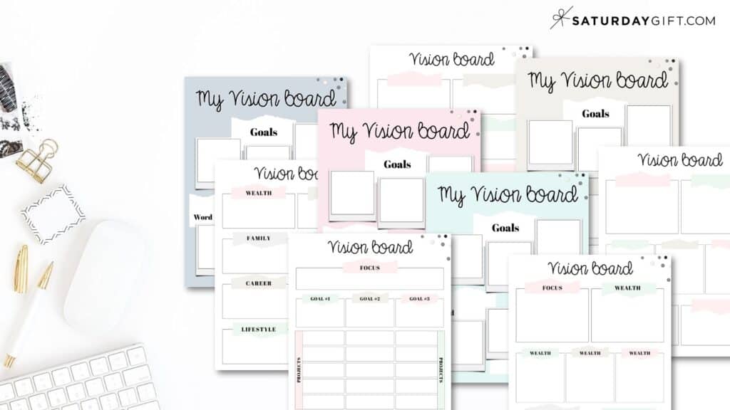 Cute Vision board kit templates by SaturdayGift