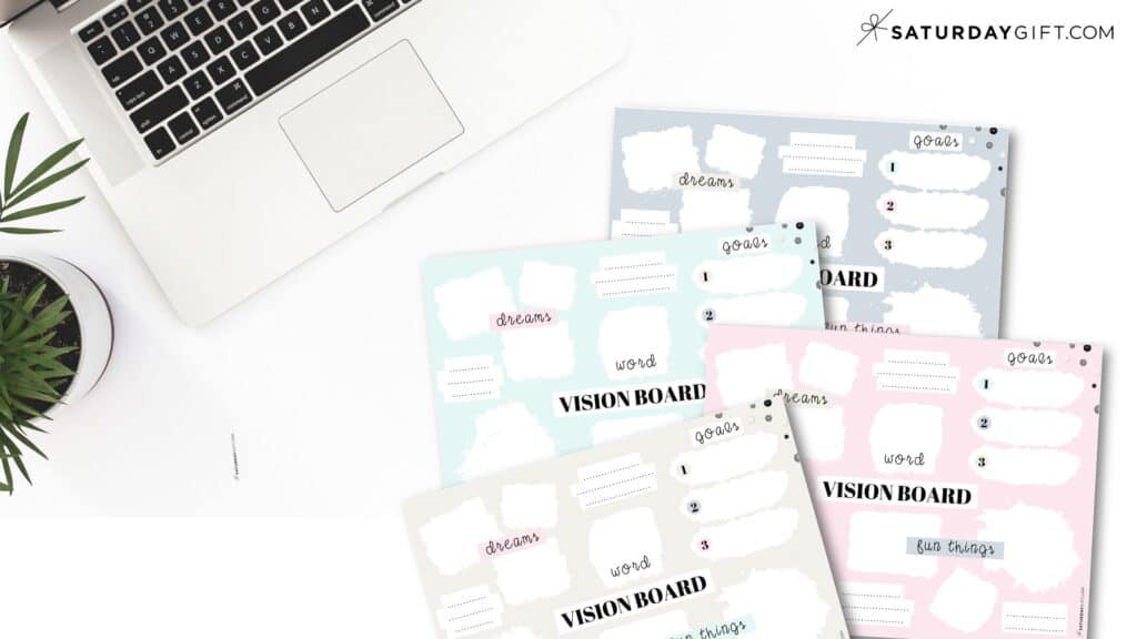 Cute Vision board templates beige pink green and grey by SaturdayGift