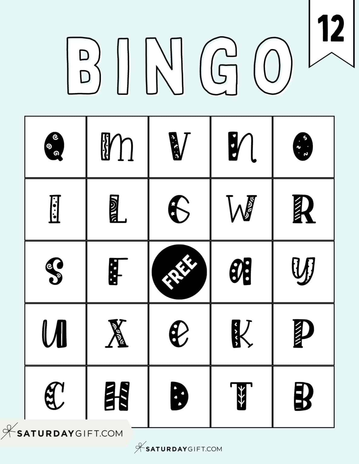 Alphabet Bingo Printable Cute Free ABC Bingo Cards SaturdayGift Alphabet Bingo Printable Cute Free ABC Bingo Cards SaturdayGift