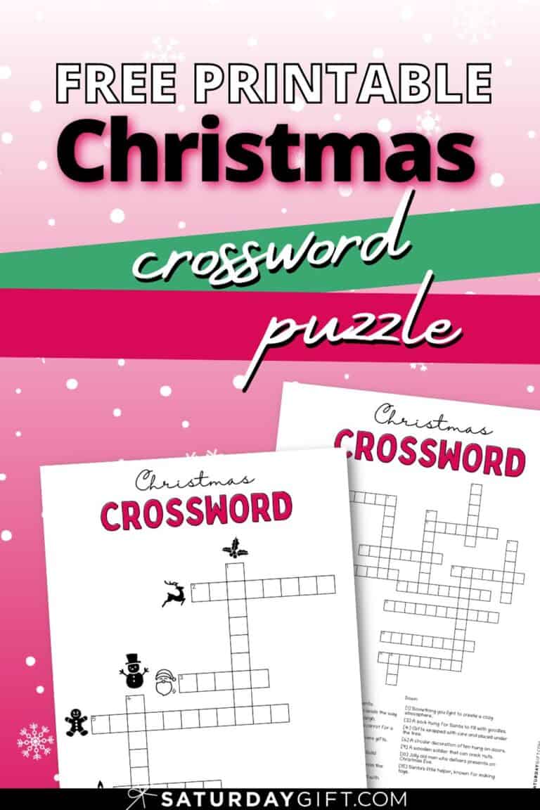 Christmas Crossword Puzzle Cute & Free Printable SaturdayGift