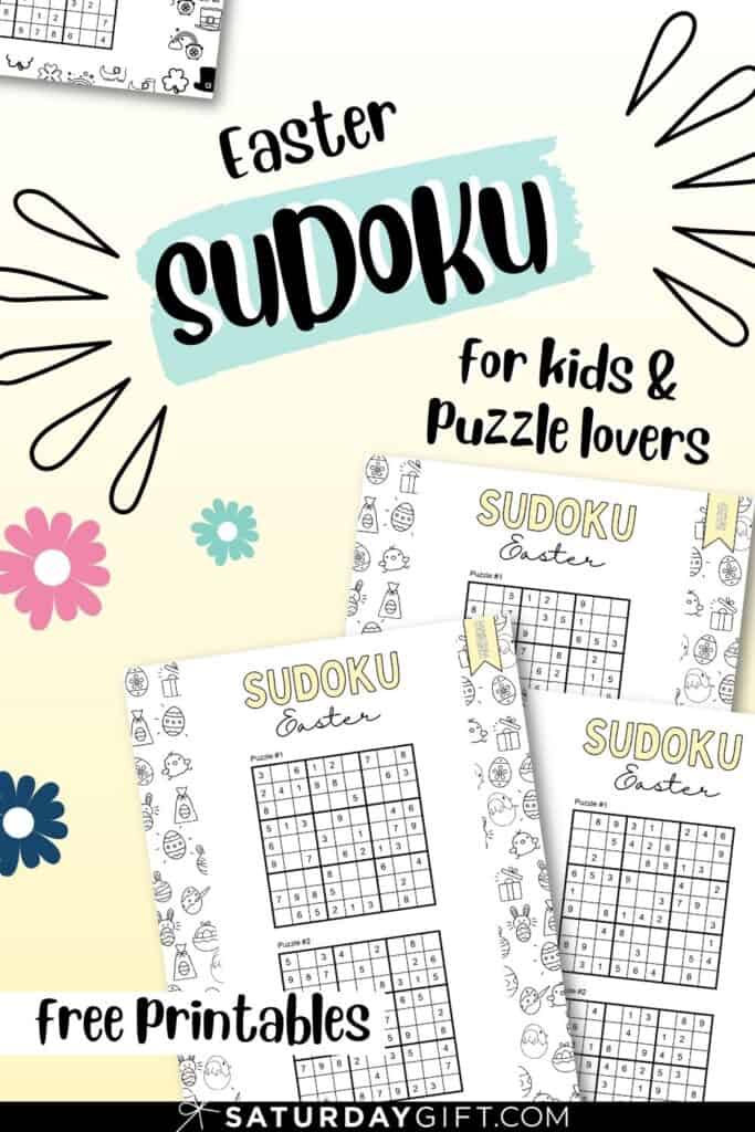 Cute & free printable Easter sudoku puzzle sheet by SaturdayGift