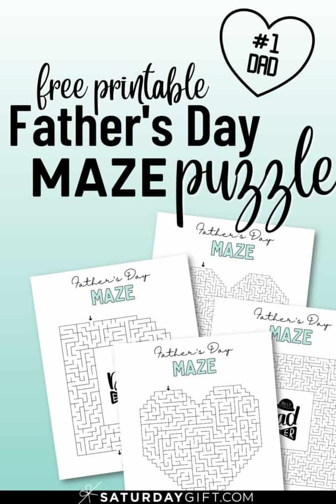 Cute & free printable Father's Day maze puzzles by SaturdayGift