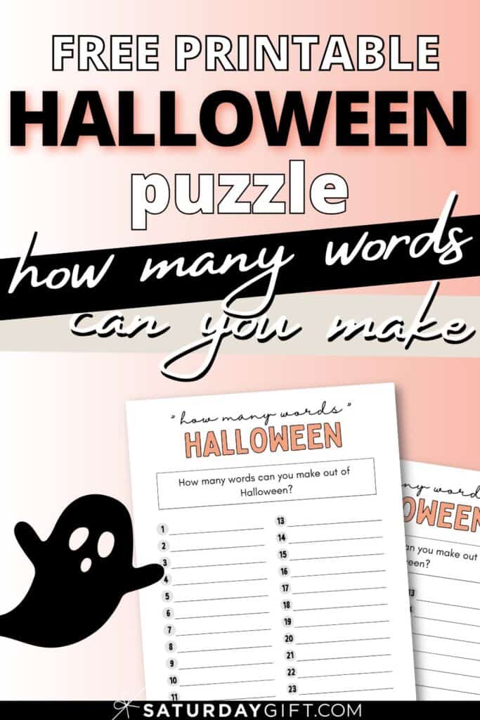 Cute & free printable Halloween puzzle - How many words can you make out of Halloween worksheet