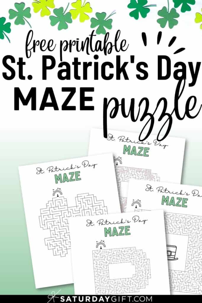 Cute & free printable St. Patrick's Day maze puzzles by SaturdayGift