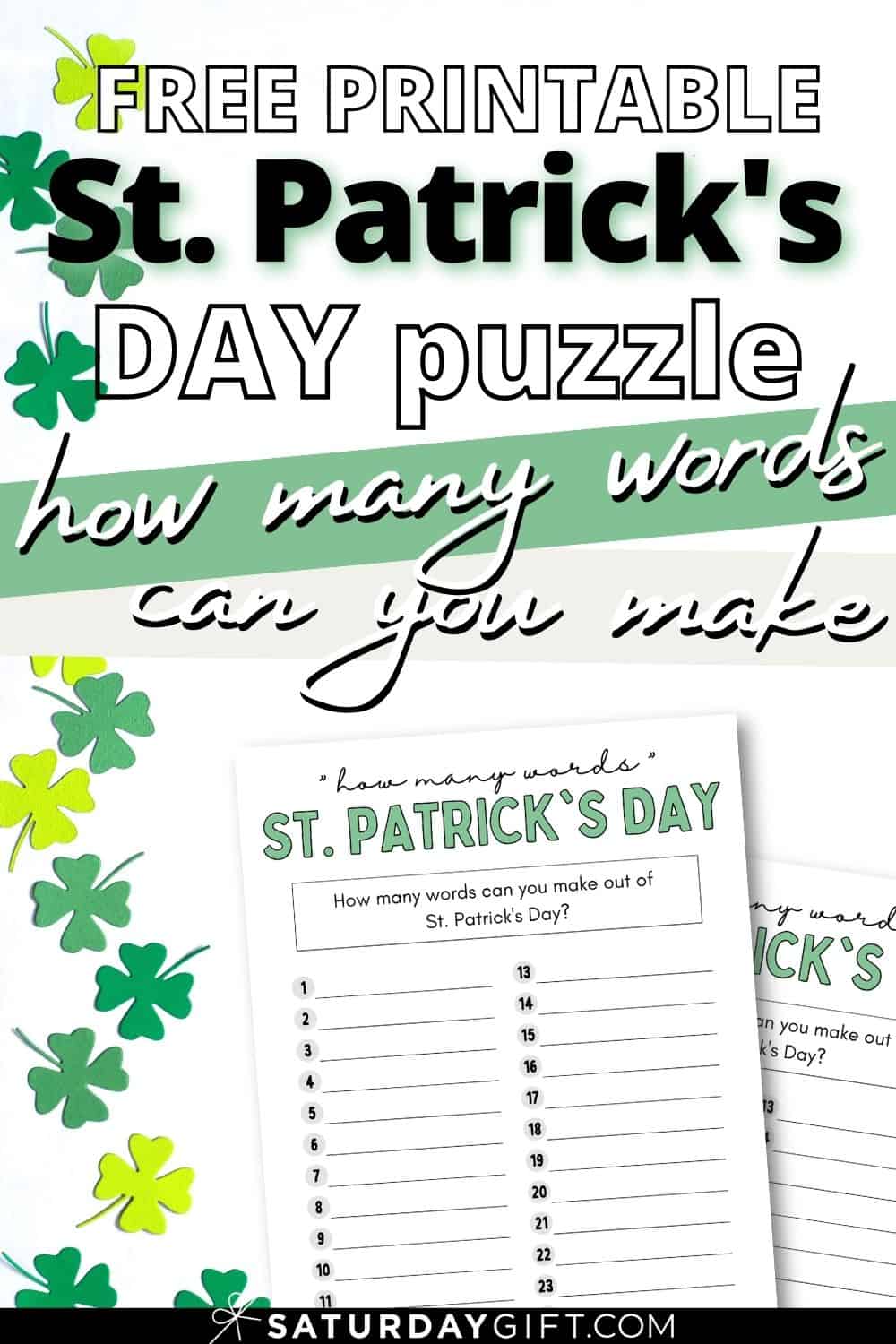 How Many Words Can You Make From St. Patrick's Day Worksheet