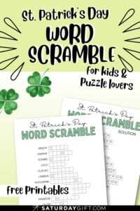 St. Patrick's Day Word Scramble - Cute &amp; Free Printable | SaturdayGift