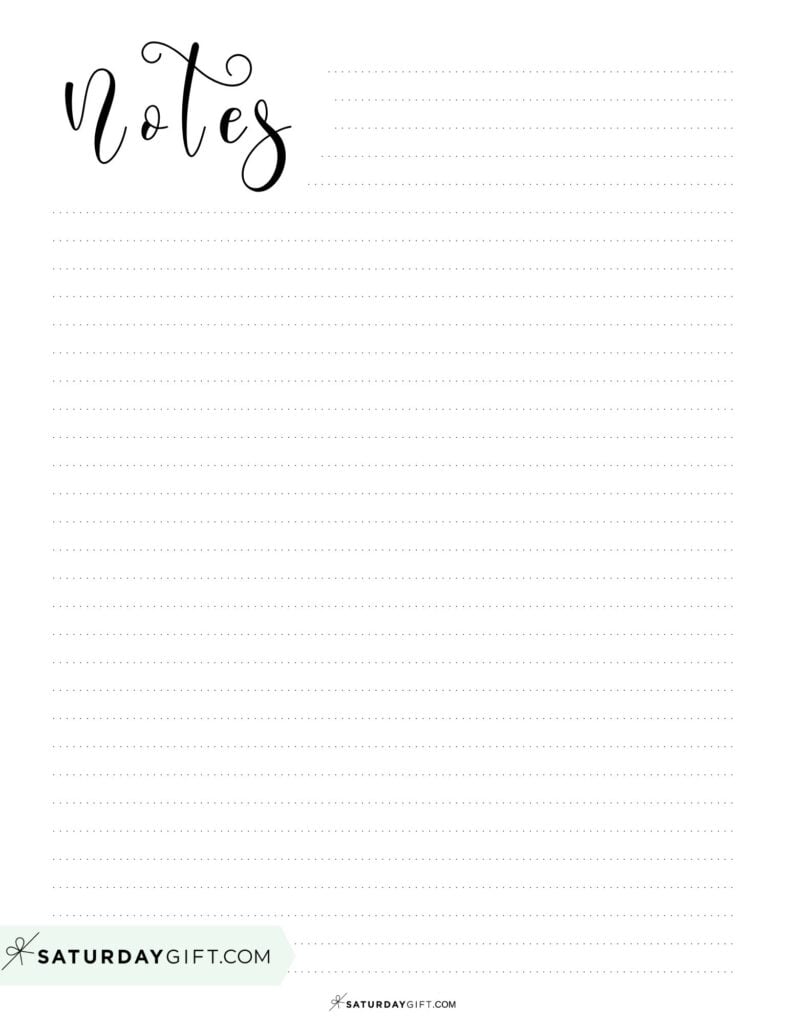 Cute free printable notes page simple design | SaturdayGift