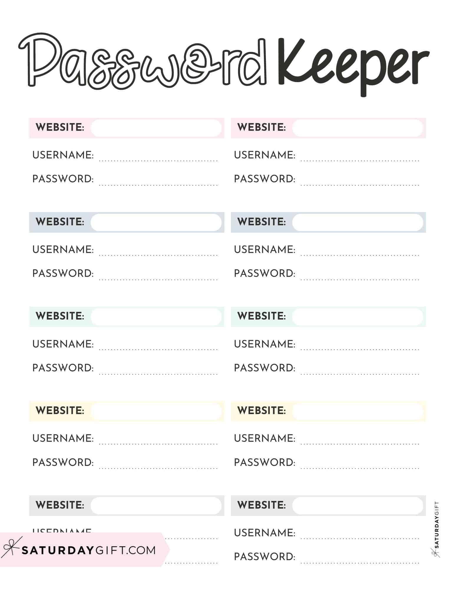 Password Tracker Printable - 15 Cute & Free Password Keepers