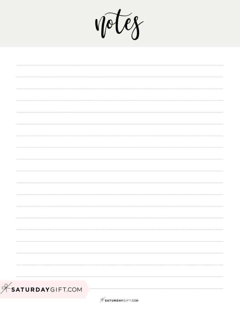 Cute simple printable note page template beige | SaturdayGift