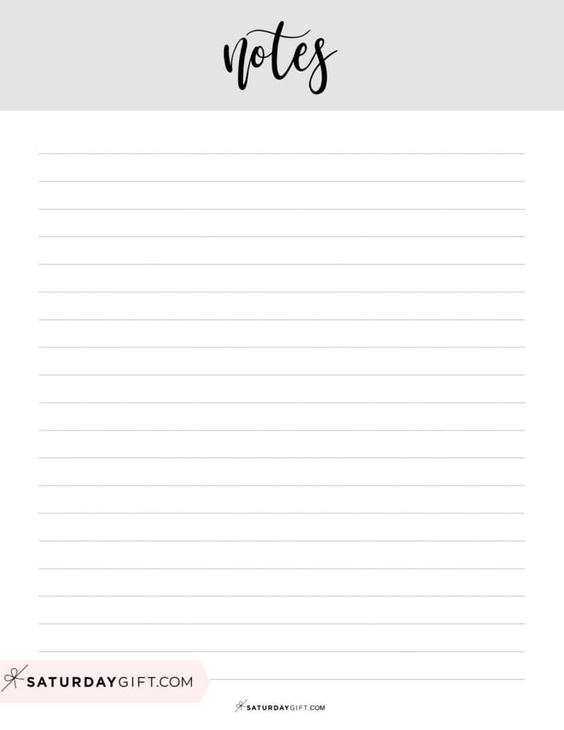 Cute simple printable note page template grey | SaturdayGift