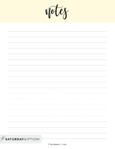Note Pages - 43 Cute & Free Printable Note Paper Templates