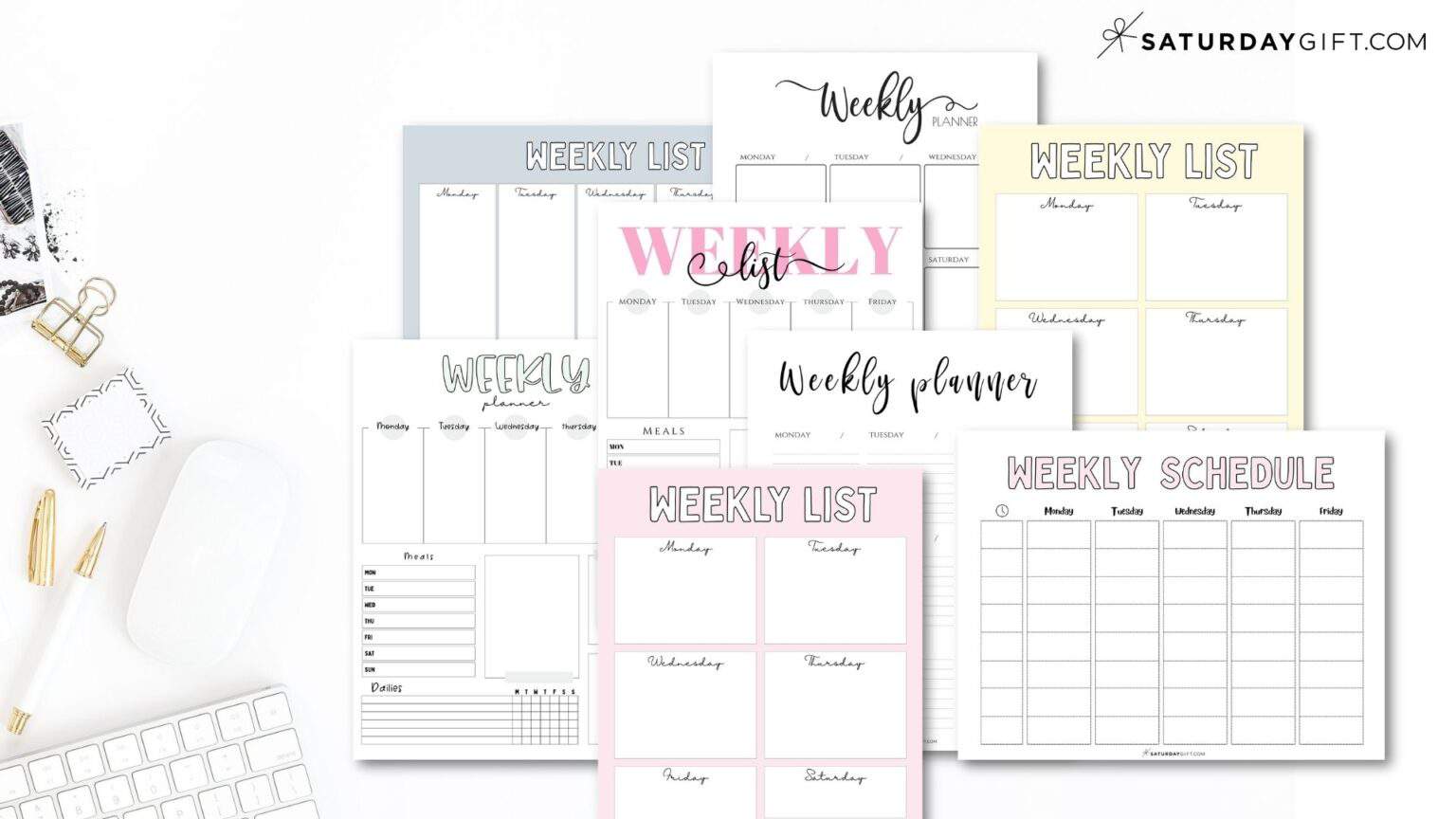 Weekly planner printable - 39 cute free weekly calendar templates ...