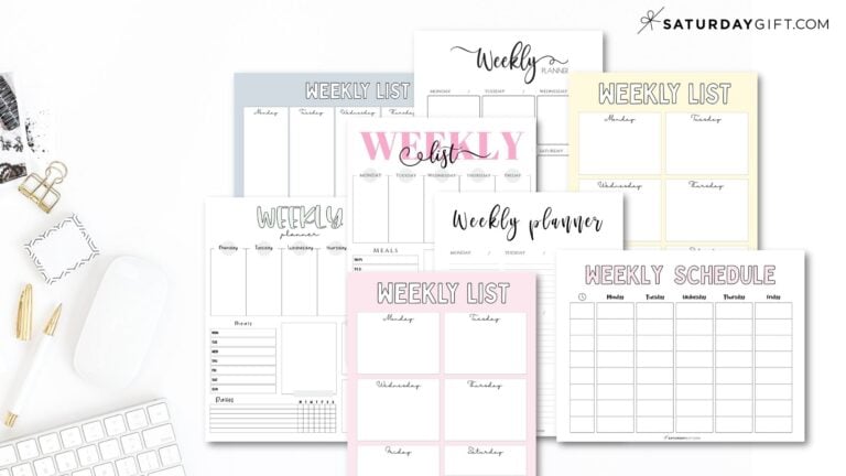 Weekly planner printable - 39 cute free weekly calendar templates ...