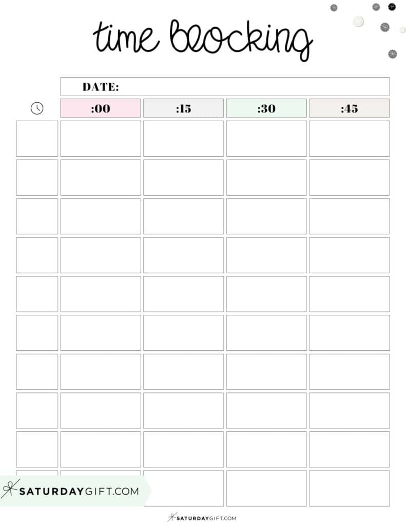 Daily Time Blocking Printable | SaturdayGift