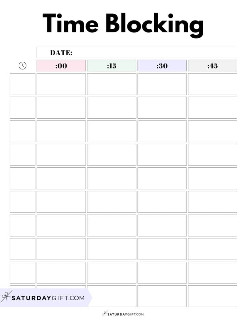 Daily Time Blocking Schedule - Free Printable | SaturdayGift