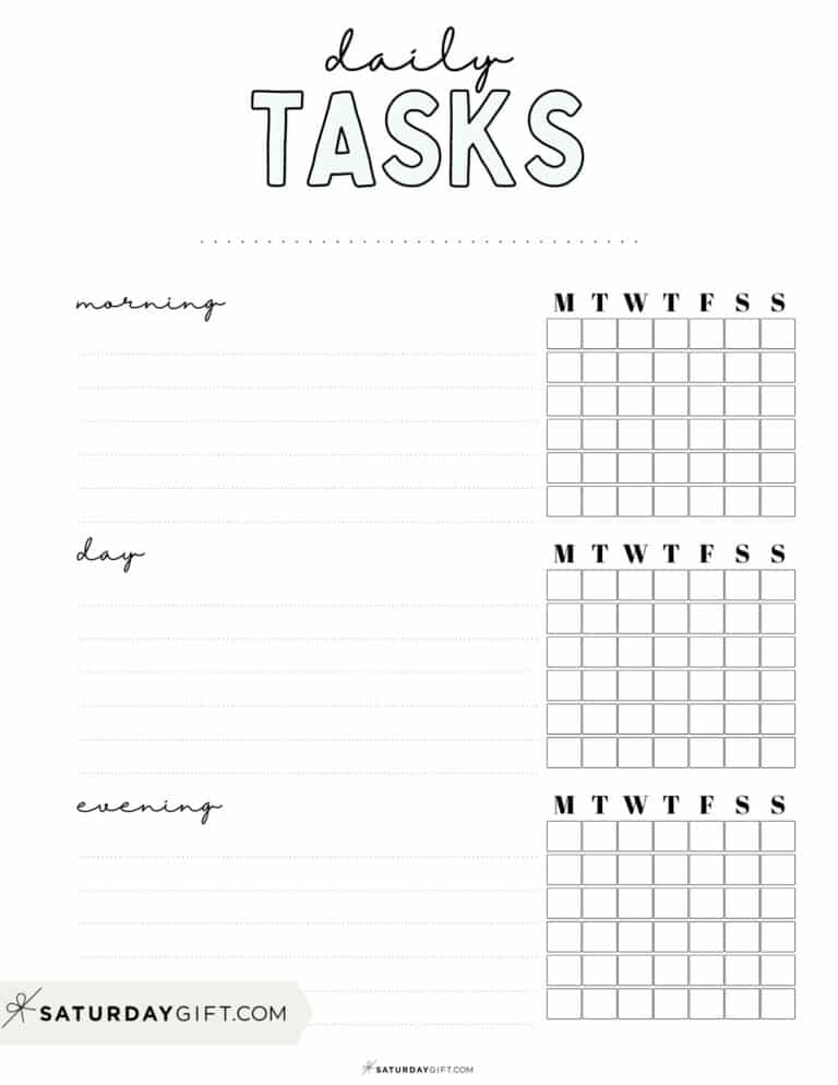To-Do List Template - 29 Cute &amp; Free Printable To-Do Lists | SaturdayGift