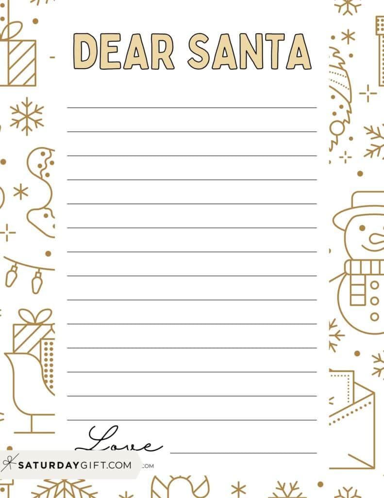 Dear Santa Christmas List Gold | SaturdayGift
