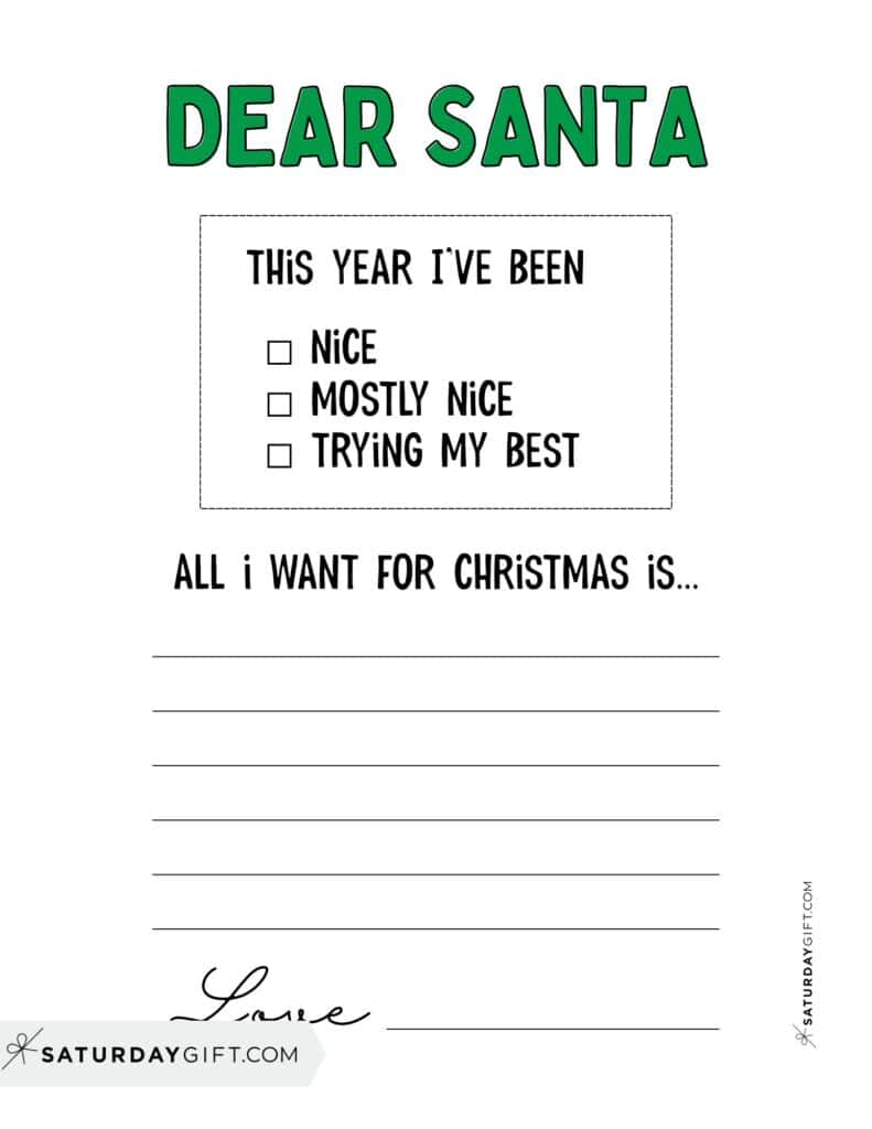 Dear Santa Christmas Naughty or Nice List Green | SaturdayGift