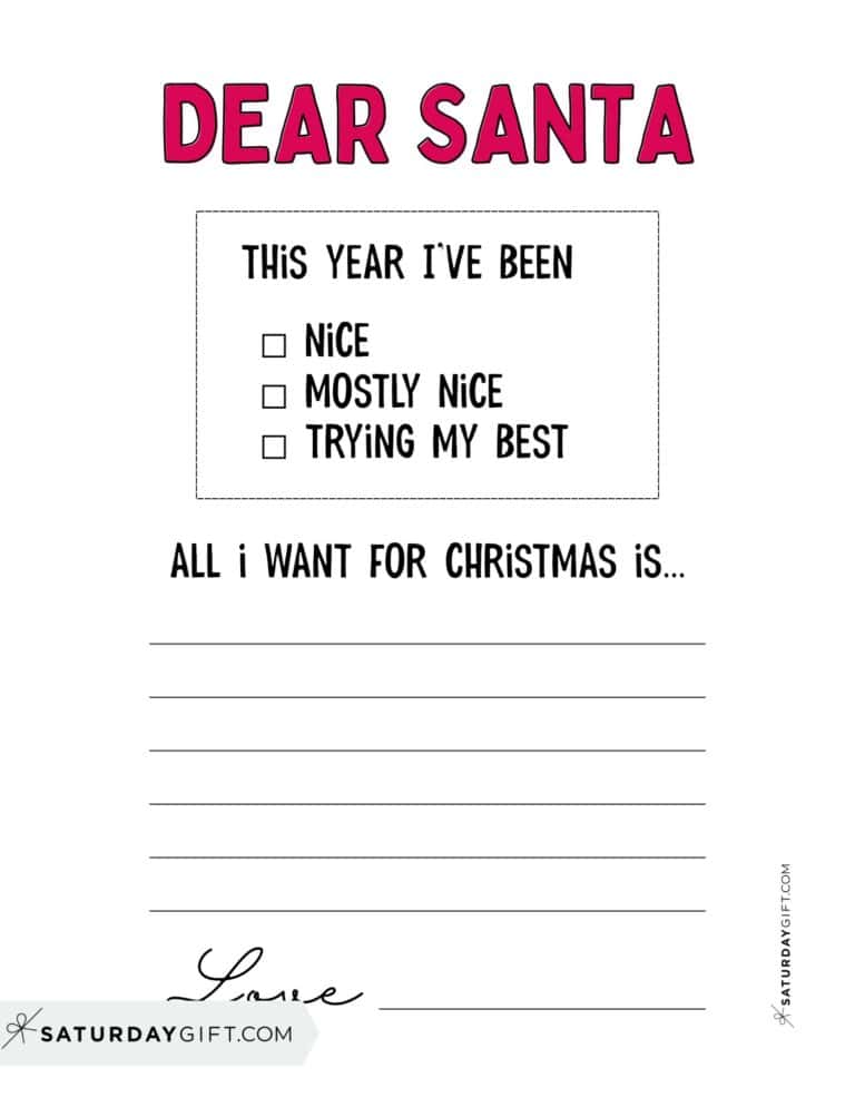 Christmas List Printables – 37 Free Cute & Simple Wish Lists