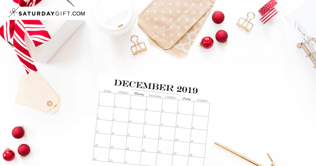 Cute (and free!) Printable Monthly Calendars 2019 | SaturdayGift