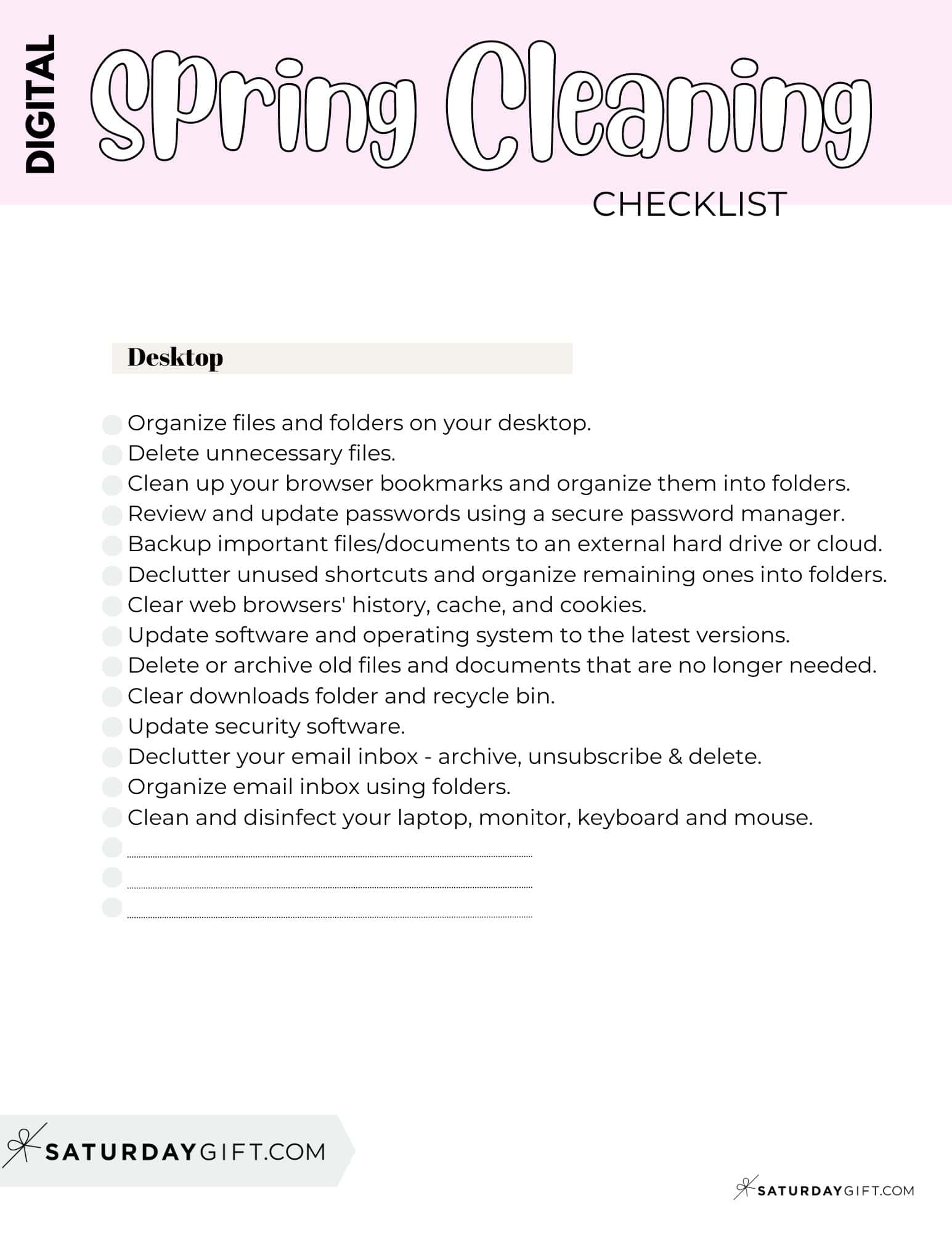 Digital Spring Cleaning Checklist Clear Out Your Digital Clutter