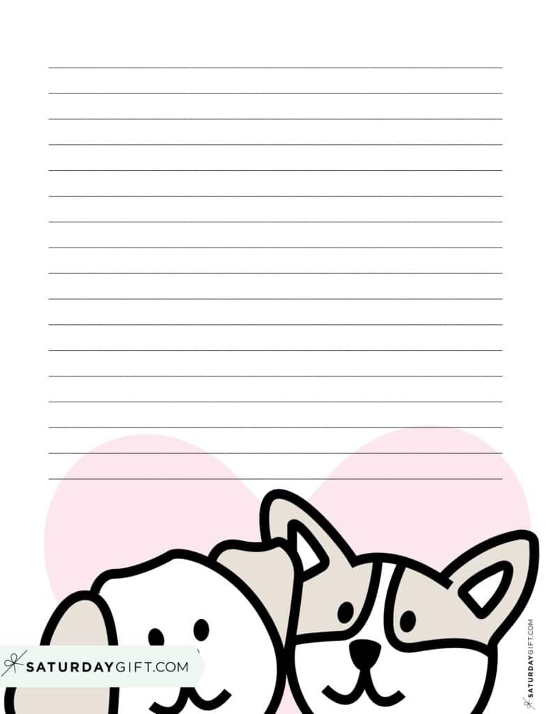 Doggies in love letter paper printable