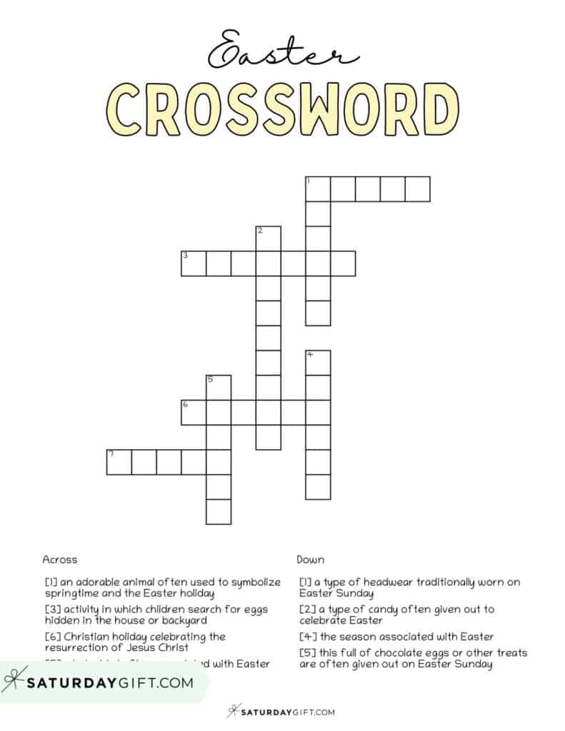Easter crossword puzzle printable