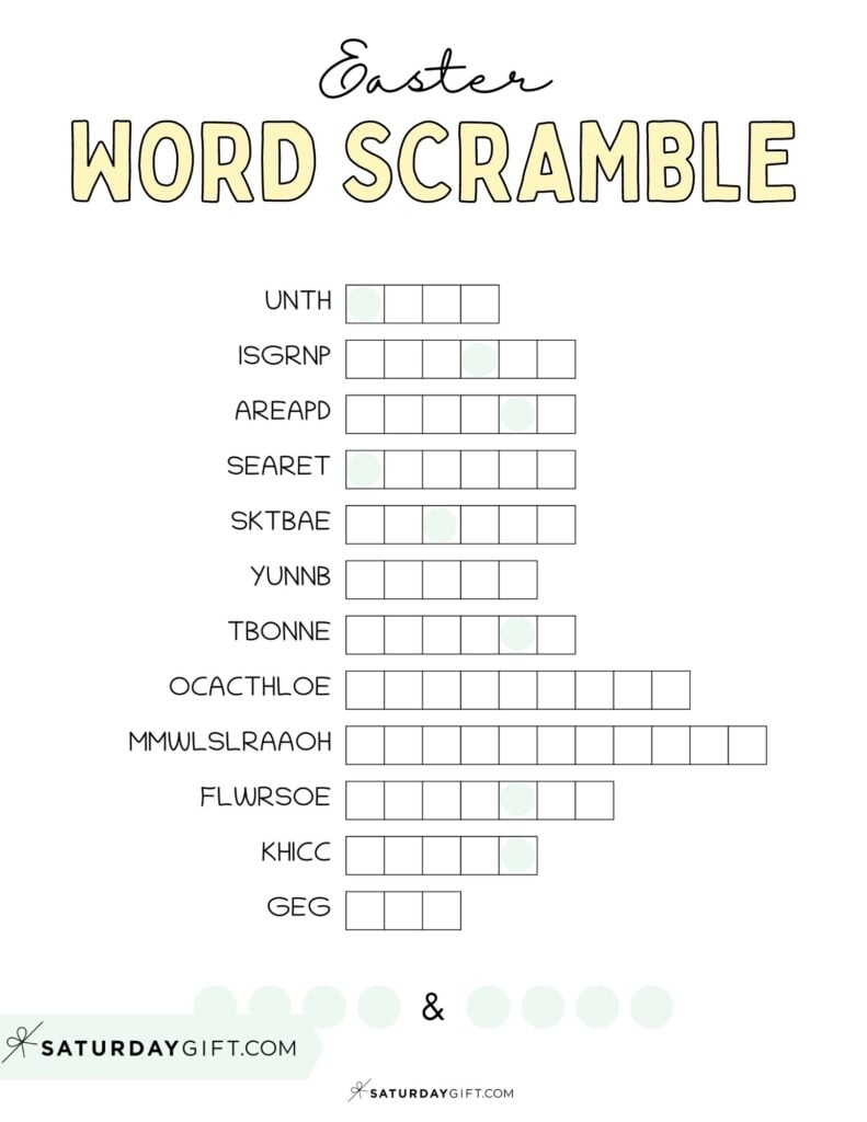 Easter word scramble printable