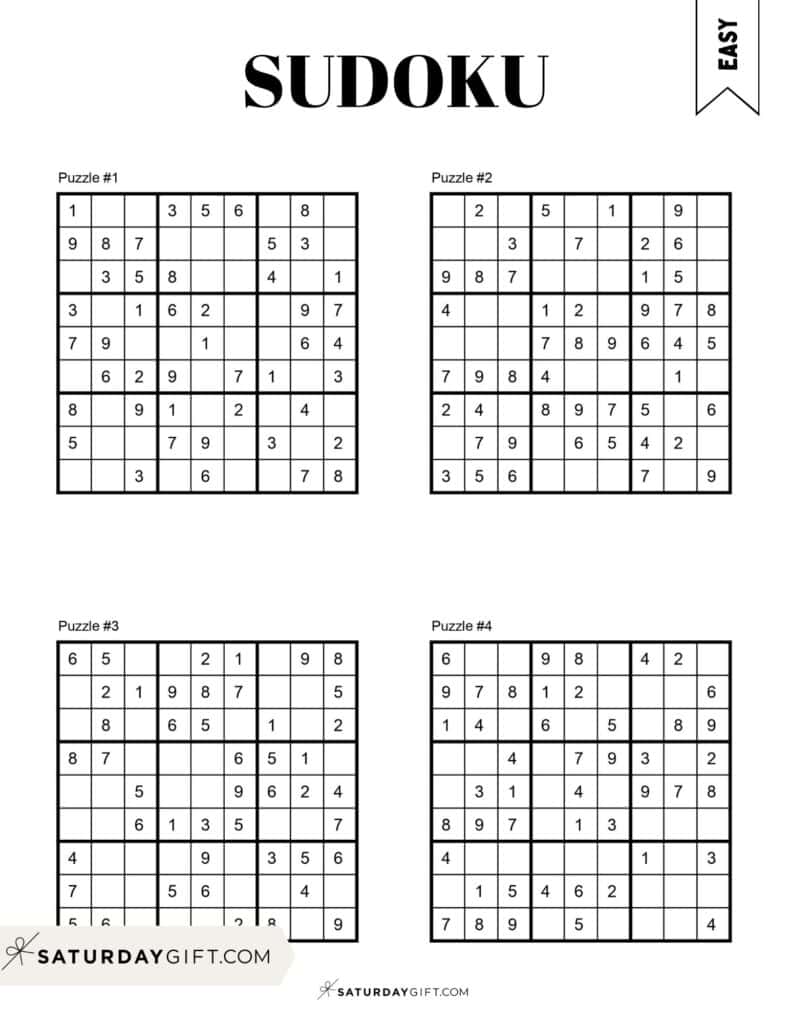 72 Free Printable Sudoku Puzzles | SaturdayGift