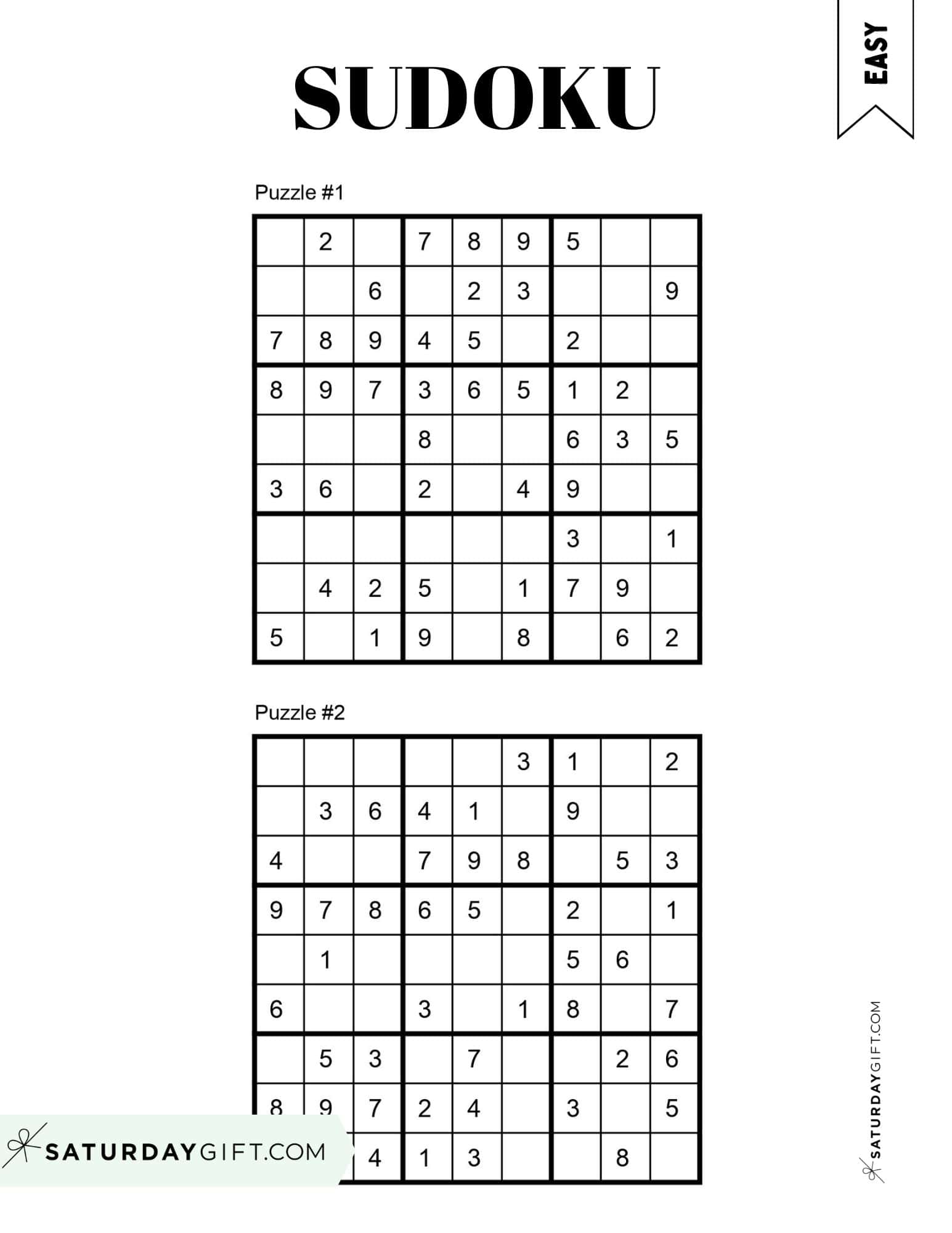 72 Free Printable Sudoku Puzzles | SaturdayGift