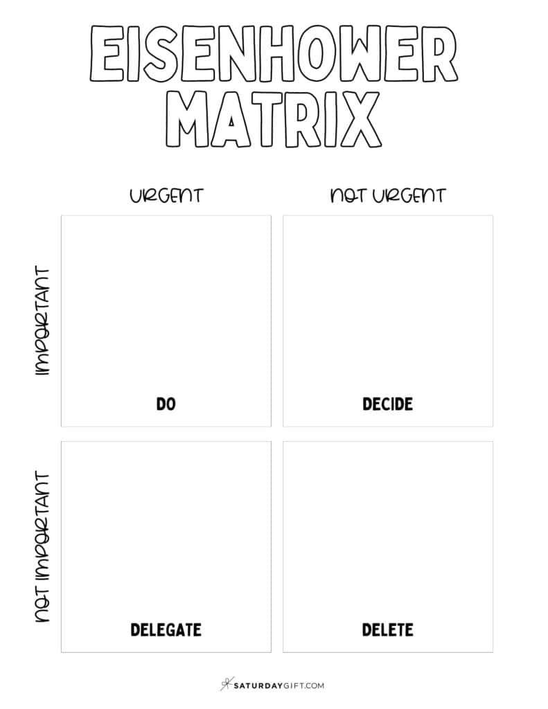 Eisenhower Box Template - Free Printable - Black & White