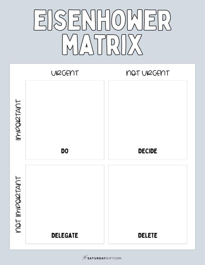 Eisenhower Box Template - Free Printable - Grey