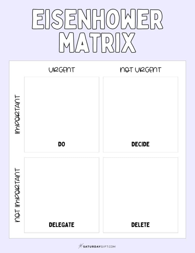 Eisenhower Box Template - Free Printable - Lilac