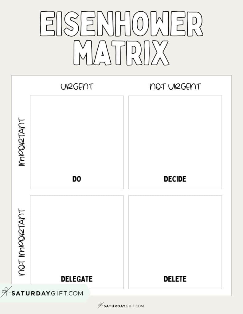 Eisenhower Box Template - Free Printable PDF - Beige | SaturdayGift