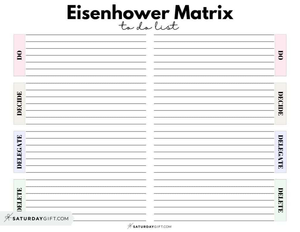 Eisenhower Box To Do List Printable PDF | SaturdayGift