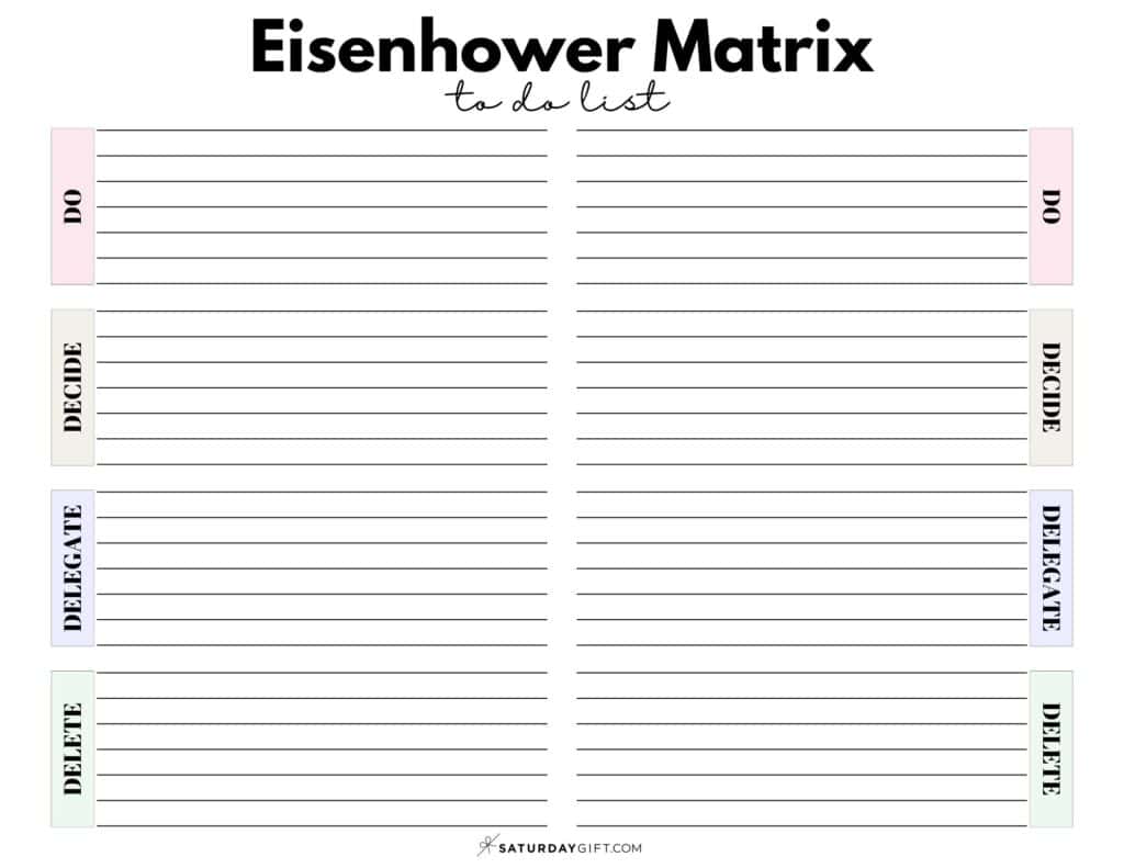 Eisenhower Box To Do List Printable